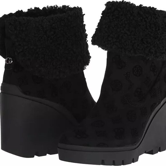 GUESS Women's Tabloid Fashion Boot High Heel Platform Black Size 5.5 - Picture 1 of 8